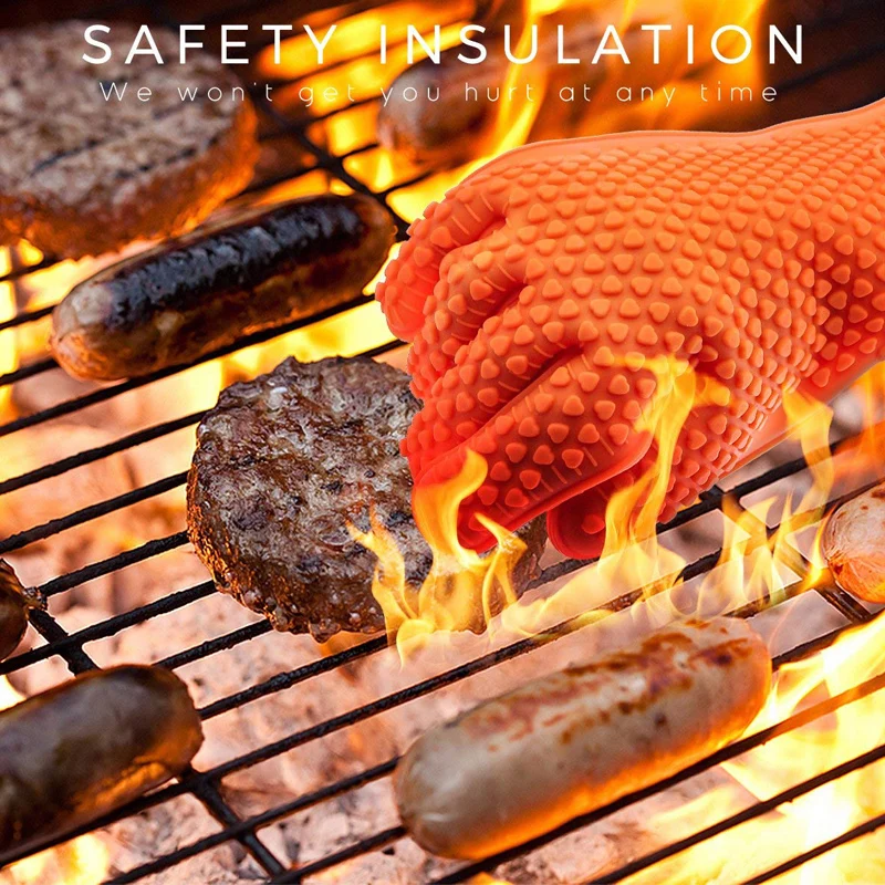 Oven Mitt Silicone - BBQ Silicone Grilling Gloves Baking Gloves